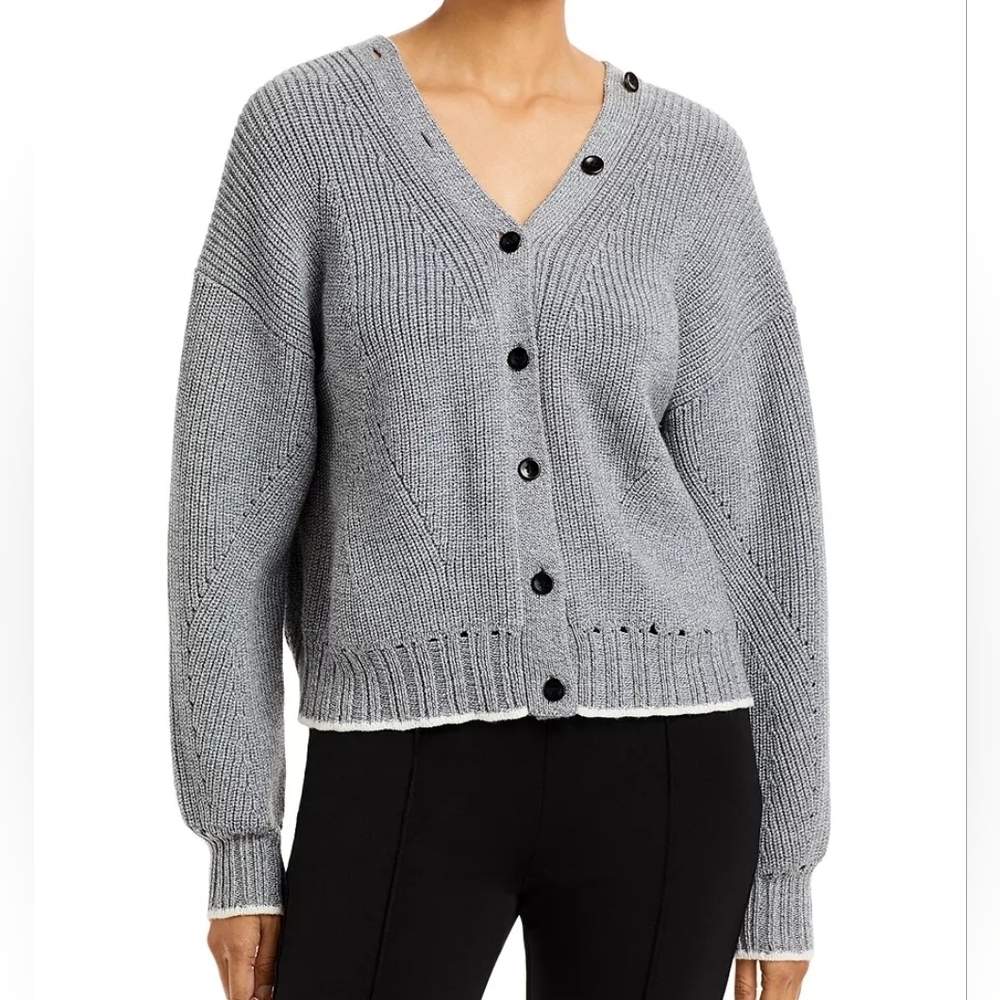 Proenza Schouler White Label Double V Neck Wool Cardigan Sz Lg Women's